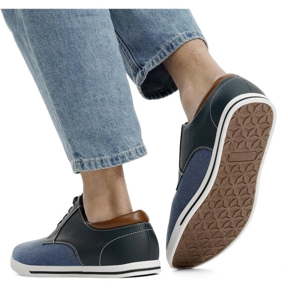 Bruno Marc Men Navy Sneakers Canvas Synthetic Lace Up Comfortable Casual Shoes - Picture 5 of 8